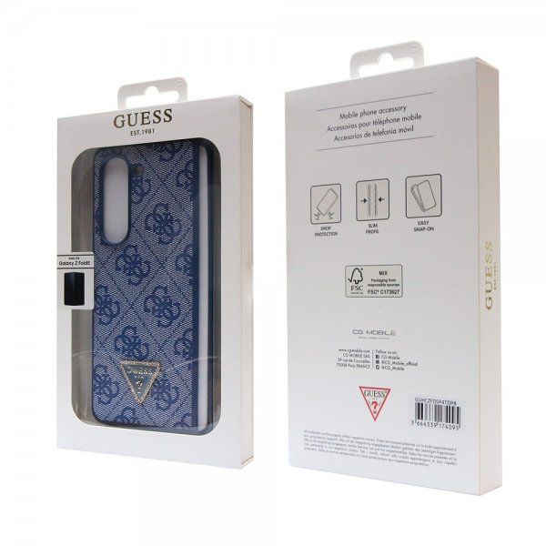 Guess Samsung Galaxy Z Fold 5 Deksel 4G Metal Triangle Strass Blå