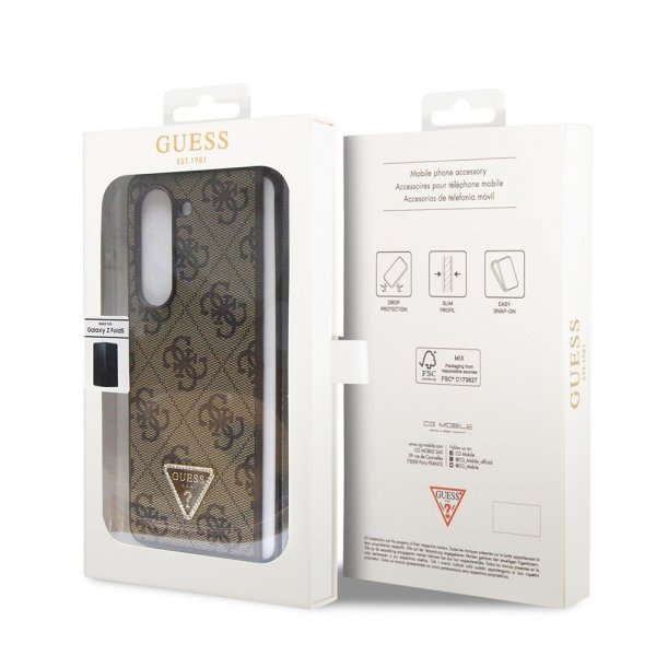 Guess Samsung Galaxy Z Fold 5 Deksel 4G Metal Triangle Strass Brun