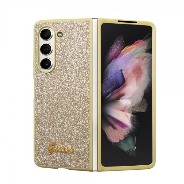 Guess Samsung Galaxy Z Fold 5 Deksel Glitter Flakes Metal Logo Gull