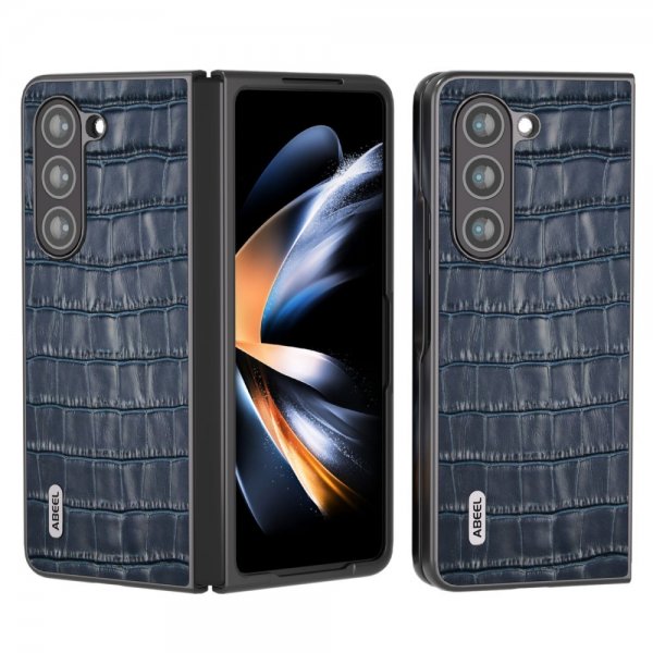 ABEEL Samsung Galaxy Z Fold 5 Deksel Krokodille tekstur Blå