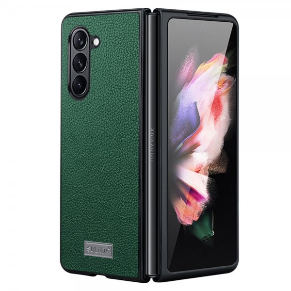 Sulada Samsung Galaxy Z Fold 5 Deksel Litchi Grønn