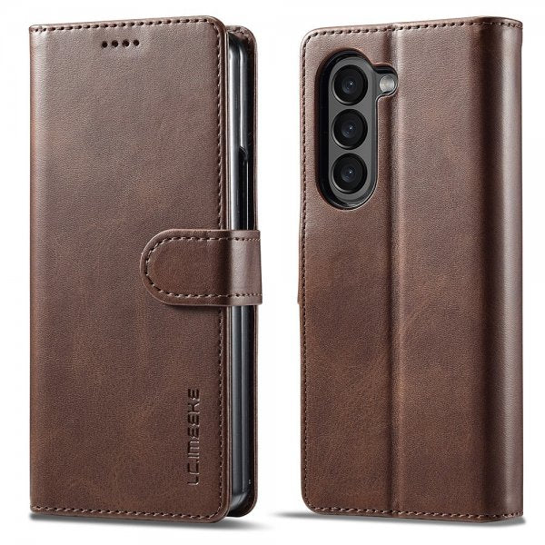 Lc.Imeeke Samsung Galaxy Z Fold 6 Etui med Kortlomme stativfunksjon Mørkebrun