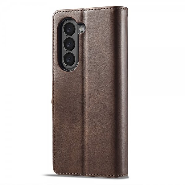 Lc.Imeeke Samsung Galaxy Z Fold 6 Etui med Kortlomme stativfunksjon Mørkebrun