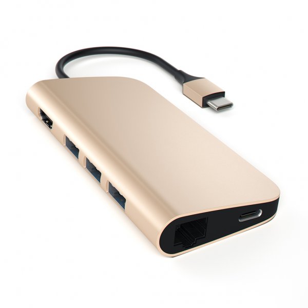 Satechi USB-C Multi-Port Adapter 4K Gigabit Ethernet Gold
