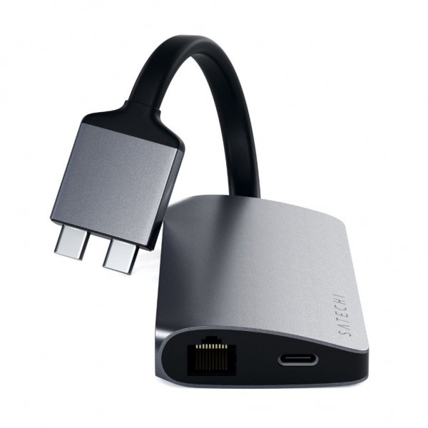 Satechi USB-C Multimedia Adapter Dual 4K HDMI Gigabit Ethernet Space Gray