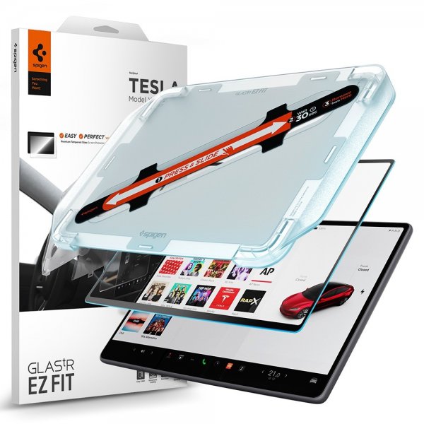 Spigen Skjermbeskytter GLAS.tR EZ Fit Tesla Model Y (2025/2026)/Model 3 (2024/2025/2026)