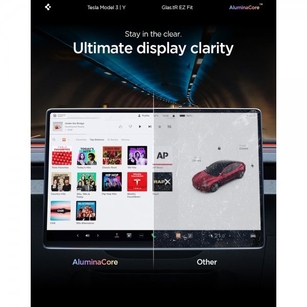Spigen Skjermbeskytter GLAS.tR EZ Fit Tesla Model Y (2025/2026)/Model 3 (2024/2025/2026)