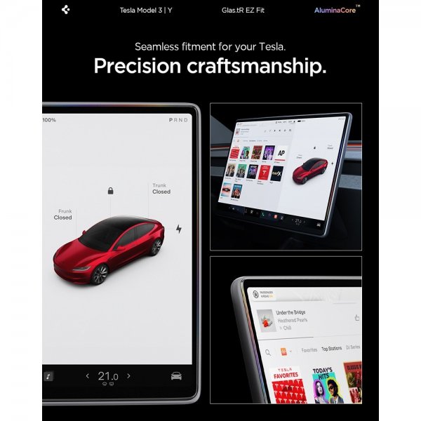 Spigen Skjermbeskytter GLAS.tR EZ Fit Tesla Model Y (2025/2026)/Model 3 (2024/2025/2026)