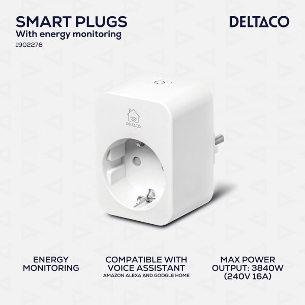 Deltaco Smart Home Smart Plug WiFi 2.4GHz 2-pakning