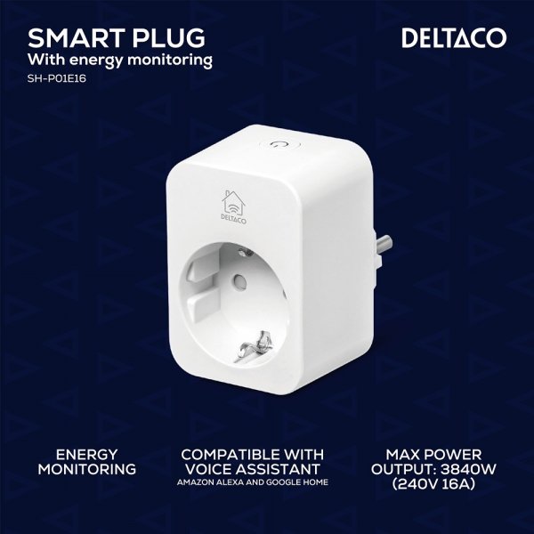 Deltaco Smart Home Smart strømkontakt med energiovervåking