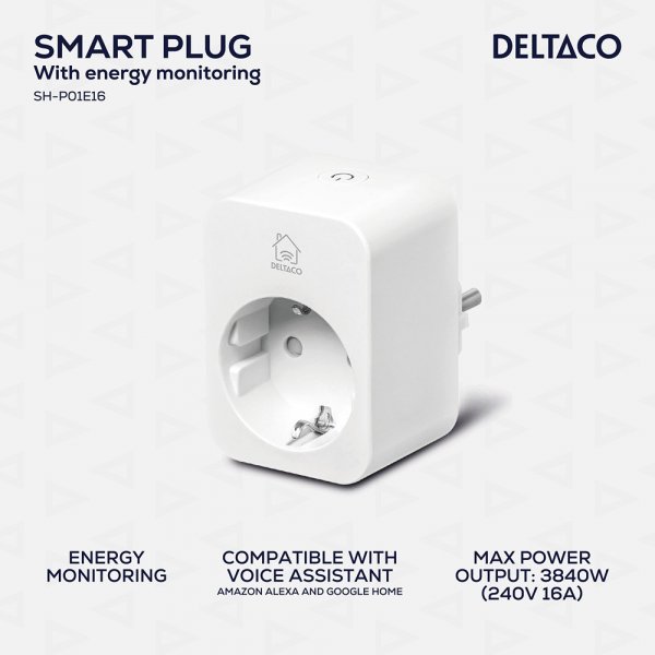 Deltaco Smart Home Smart strømkontakt med energiovervåking