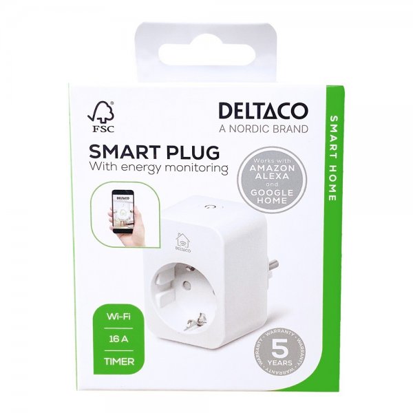 Deltaco Smart Home Smart strømkontakt med energiovervåking