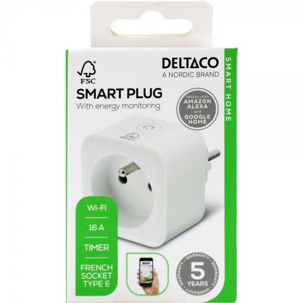 Deltaco Smart Home Smart Plugg med energimonitorering