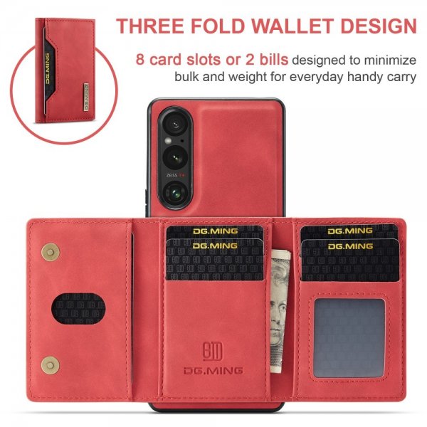 Dg.Ming Sony Xperia 1 V Deksel M2 Series Avtakbart Kortholder Rød