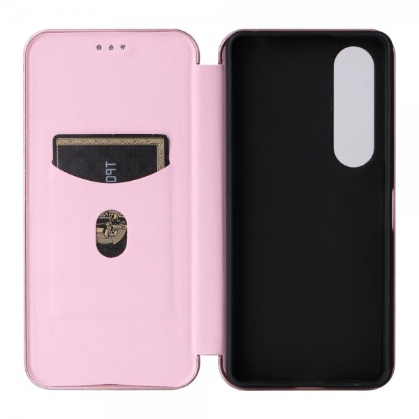 Sony Xperia 1 VI Etui Karbonfibertekstur Rosegull