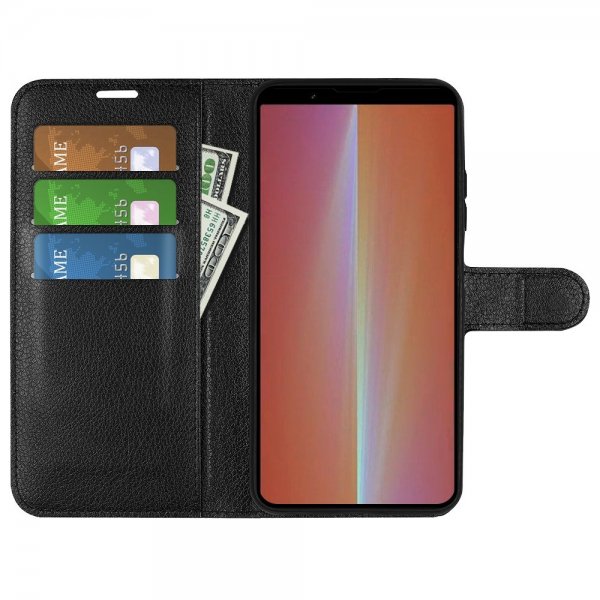 Sony Xperia 5 V Etui Litchi Svart