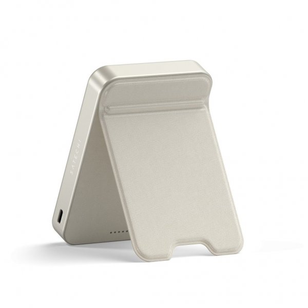 Satechi OntheGo Qi2 10K MagSafe-powerbank med stativ sand