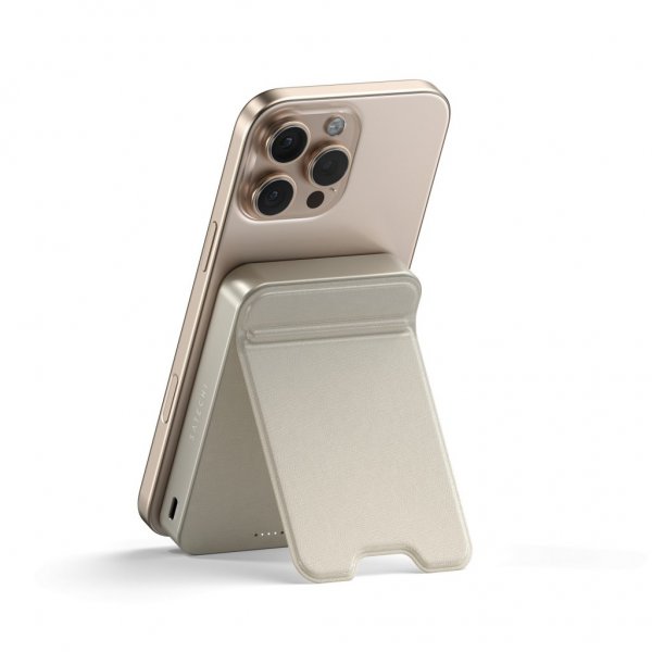 Satechi OntheGo Qi2 10K MagSafe-powerbank med stativ sand