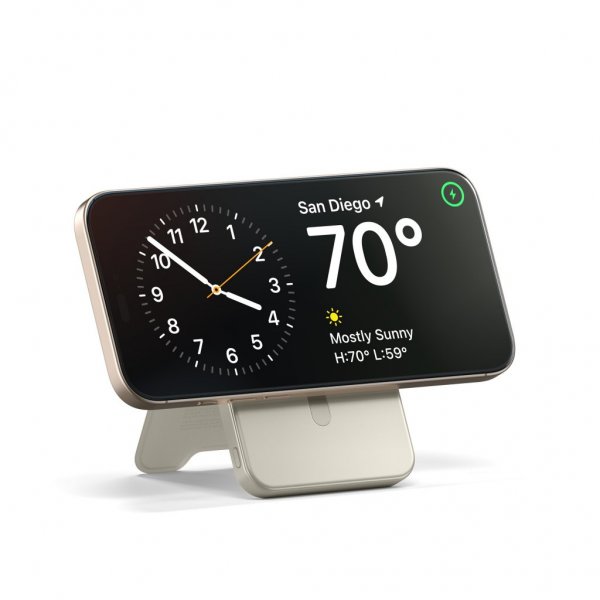 Satechi OntheGo Qi2 5K MagSafe-powerbank med stativ sand