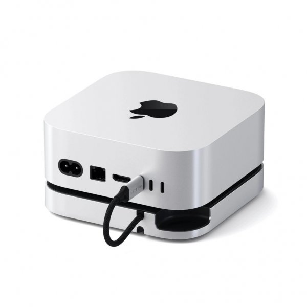 Satechi Mac Mini M4 Stativ & Hub med SSD-kapsling sølv