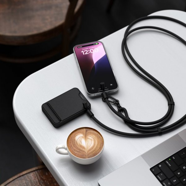Satechi OntheGo Lanyardkabel USB-C 1,5 m Svart
