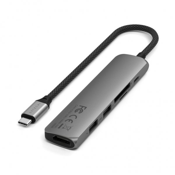Satechi 6-in-1 USB-C Slim Multiport Adapter Space Gray