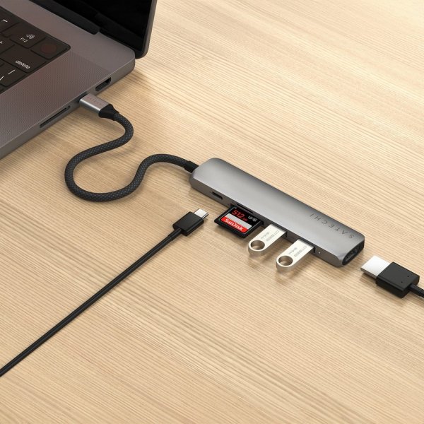 Satechi 6-in-1 USB-C Slim Multiport Adapter Space Gray