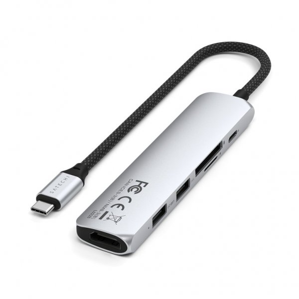 Satechi 6-in-1 USB-C Slim Multiport Adapter Sølv