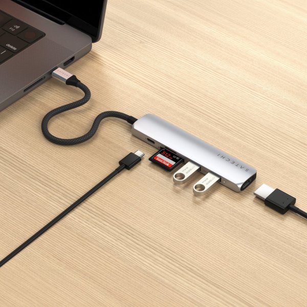 Satechi 6-in-1 USB-C Slim Multiport Adapter Sølv