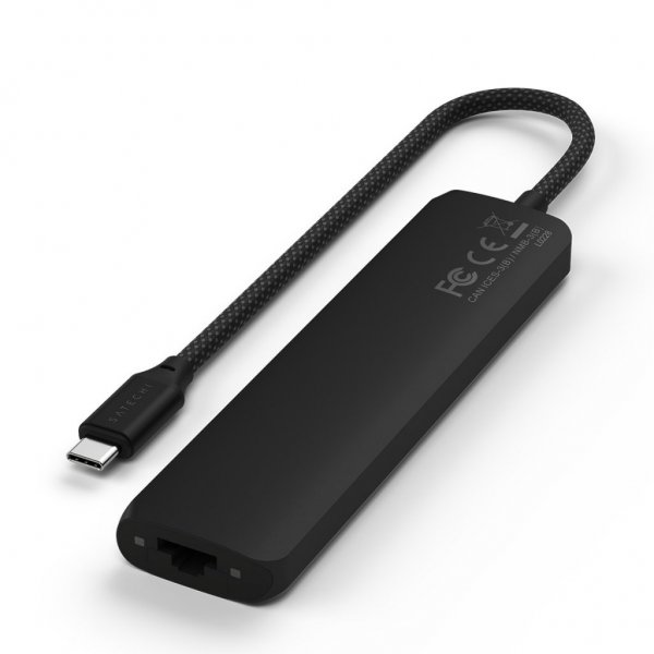 Satechi 7-in-1 USB-C Slim Multiport Adapter with Ethernet Svart