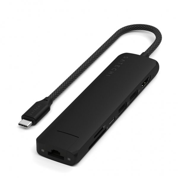 Satechi 7-in-1 USB-C Slim Multiport Adapter with Ethernet Svart