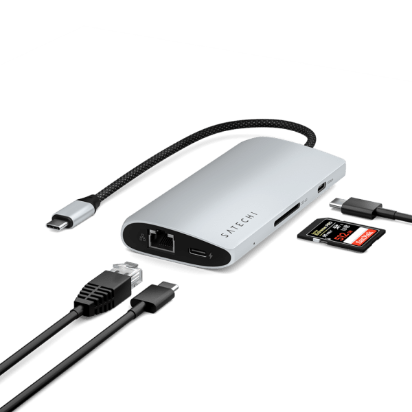 Satechi USB-C Multiport Adapter 8K With Ethernet V3 Sølv