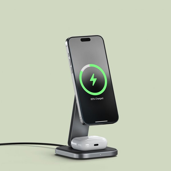 Satechi Trådløs lader 2-in-1 Foldable Qi2 Wireless Charging Stand MagSafe
