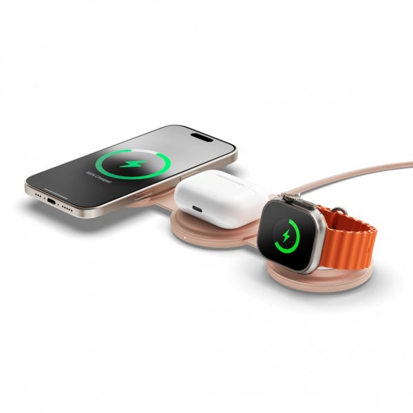 Satechi OntheGo 3-i-1 trådløs lader Desert Rose