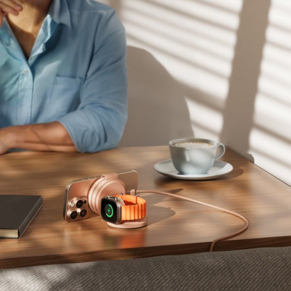Satechi OntheGo 3-i-1 trådløs lader Desert Rose