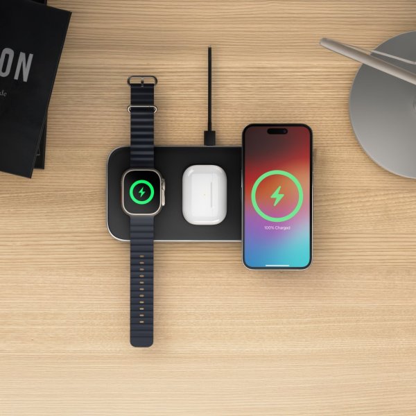 Satechi Trådløs lader Qi2 Trio Wireless Charging Pad MagSafe