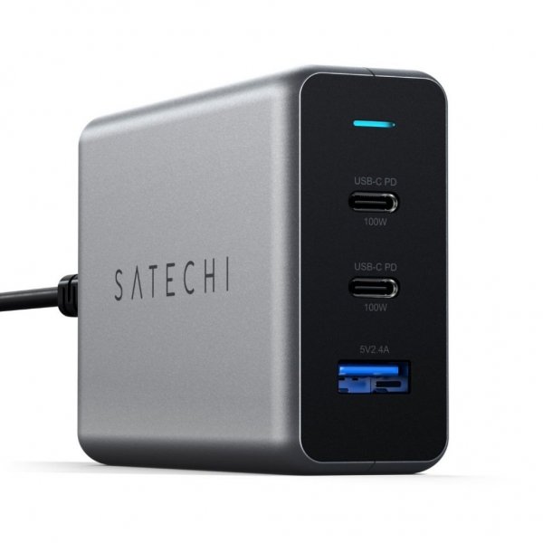 Satechi 100W GaN PD-reseLader med dubbla USB-C och USB-A-uttag