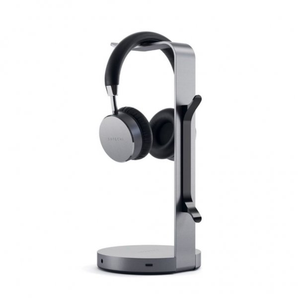 Satechi AirSkinstativ för Hodetelefoner med inbyggd USB-hub Space Grey