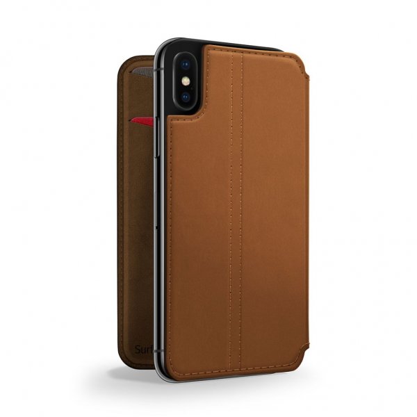 Twelve South iPhone X Sak SurfacePad Ekte Skinn Brun