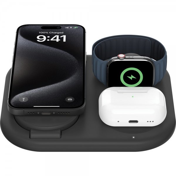 Belkin Trådløs lader BoostCharge 3-in-1 Foldable MagSafe Qi2 15W Svart