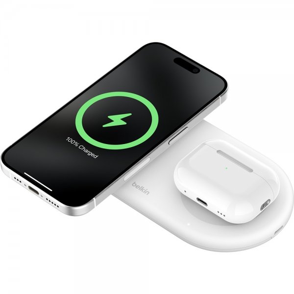 Belkin Trådløs lader BoostCharge Pro 2-in-1 MagSafe Qi2 15W Hvit