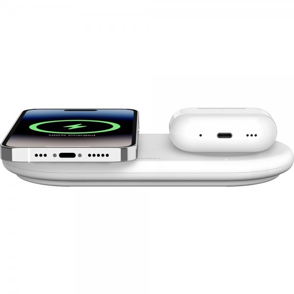 Belkin Trådløs lader BoostCharge Pro 2-in-1 MagSafe Qi2 15W Hvit