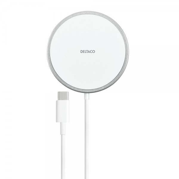 Deltaco Trådløs lader Magnetic Wireless Charger MagSafe Hvit