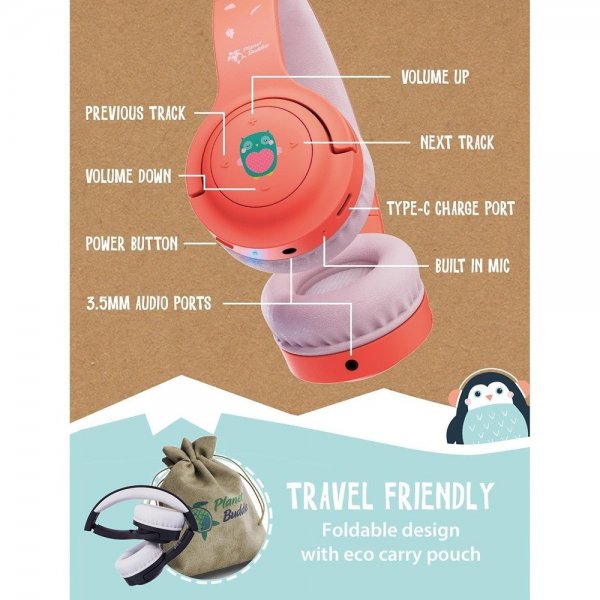 Planet Buddies Trådløse Hodetelefoner til Barn Pepper the Penguin