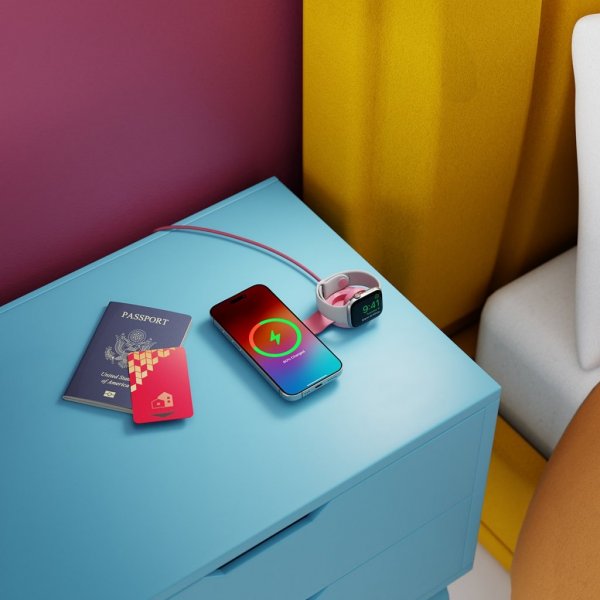 Twelve South Trådløs lader ButterFly SE 2-in-1 Qi2 MagSafe Rosa
