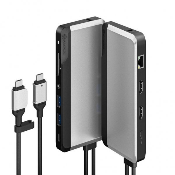ALOGIC Dual USB-C Super Hub 10-i-1-hubb Dual HDMI 4K@60Hz Rymdgrå