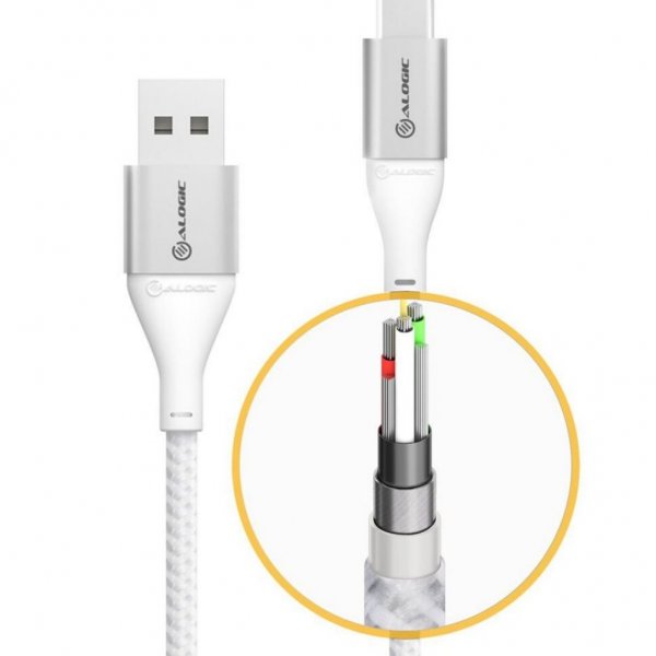 ALOGIC USB-C till USB-A Kabel 3A/480Mbps 1.5m Sølv