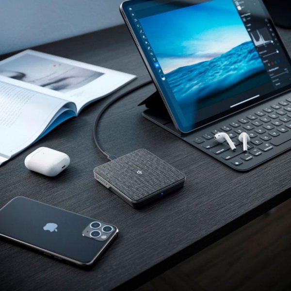 ALOGIC Trådløs Lader Qi laddning 10W - med USB-A till USB-C Kabel Sølv