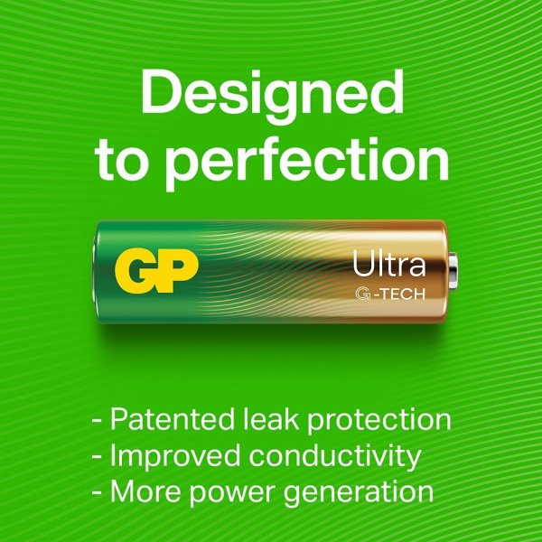 GP Ultra Alkaline 9V Battery 1604AU/6LF22
