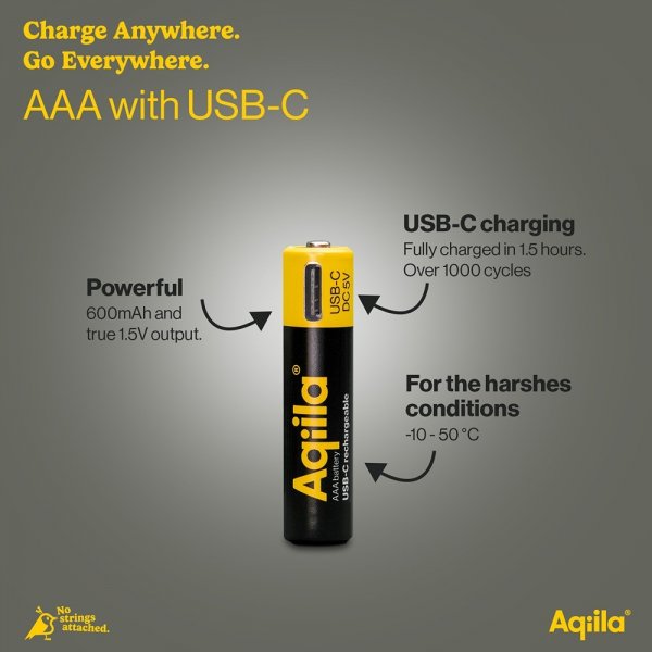Aqiila Rechargeable AAA Battery USB-C 4-pack